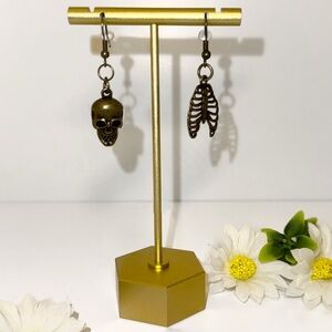 Handmade Skull and Ribcage Earrings